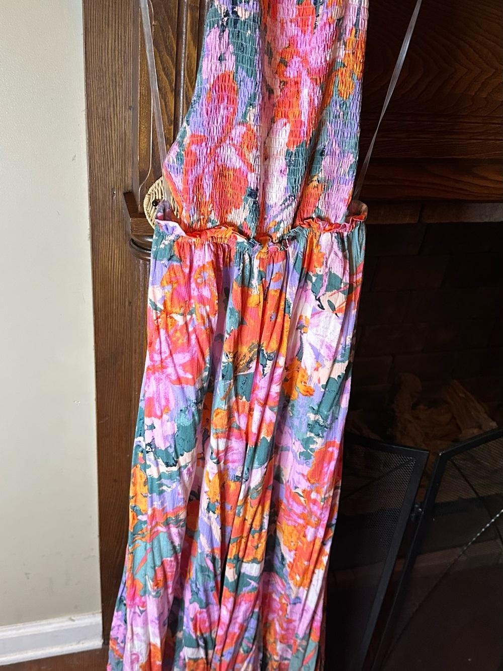 12th Tribe Pink Orange Green Floral Jumpsuit